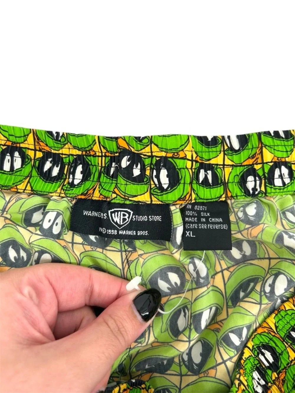 NWOT Vtg 90s Warner Bros. Store Looney Tunes Marvin The Martian Silk Boxers XL